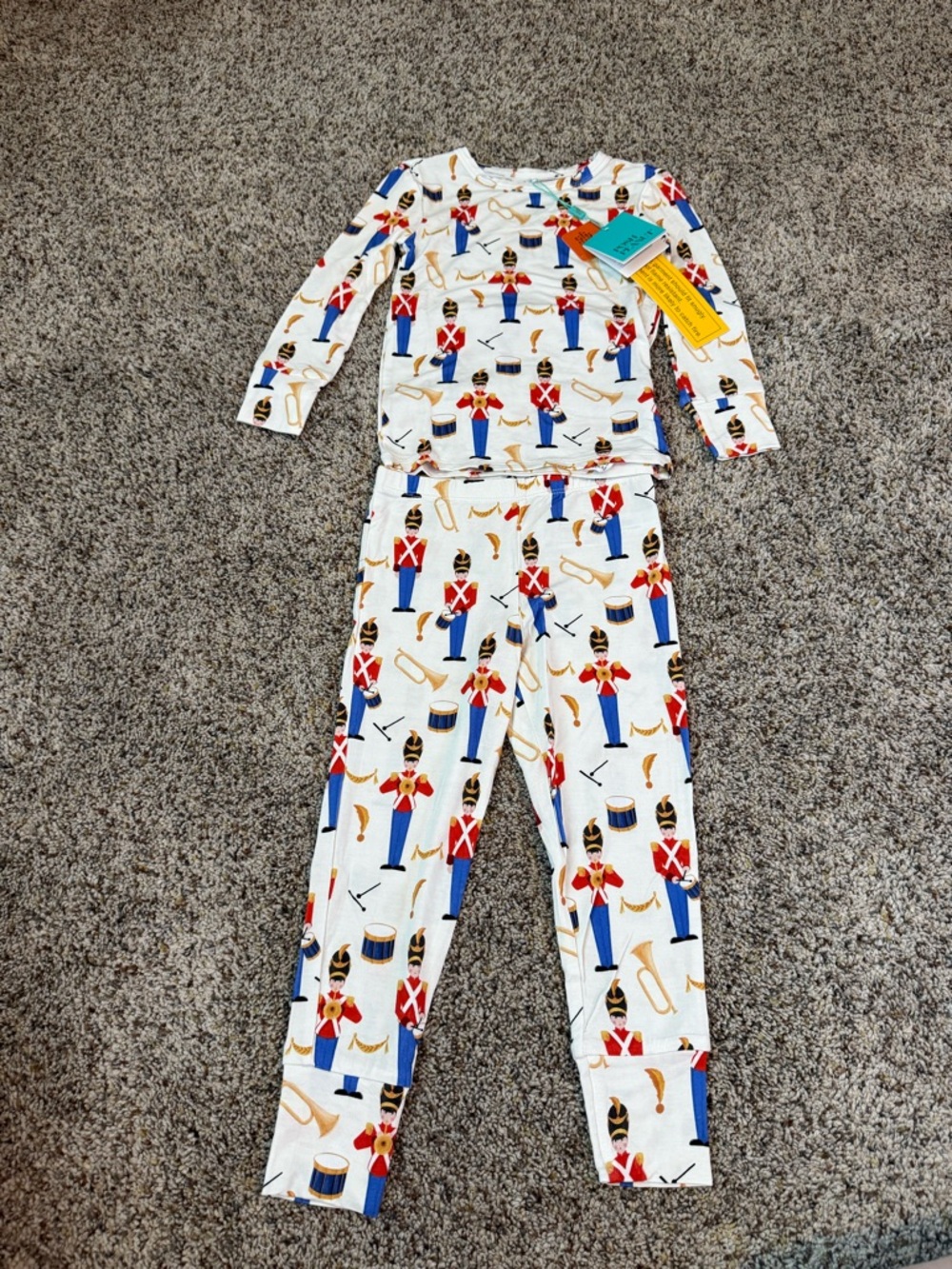 NWT Posh Peanut Christmas Bamboo Nutcracker Beige Two Piece Pajama Set - 3T/4T